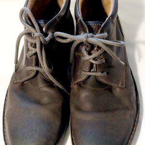 Mens Clarks 13 M Black Leather Lace-Up Ankle Boots Classic Earthie